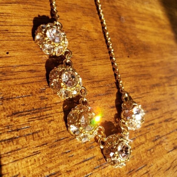 Kate spade putting on the ritz row necklace gold crystal sparkle new NWT - Picture 7 of 12